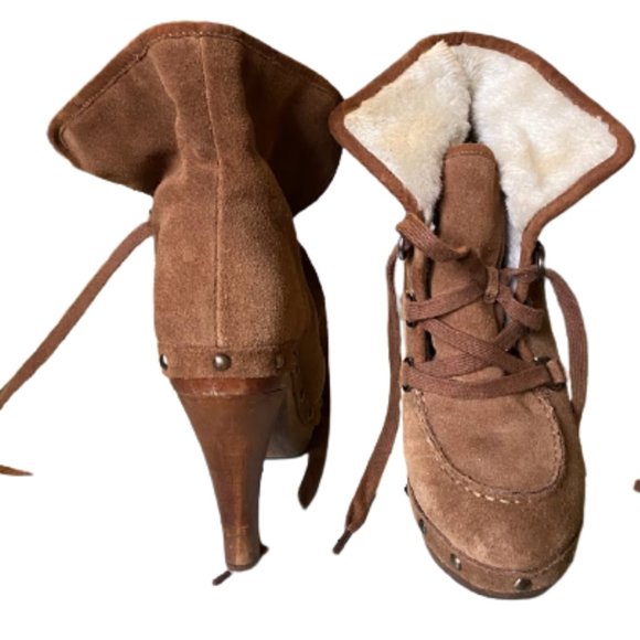 Guess Tan & Fur Heeled Boot size 8.5 - Picture 5 of 6